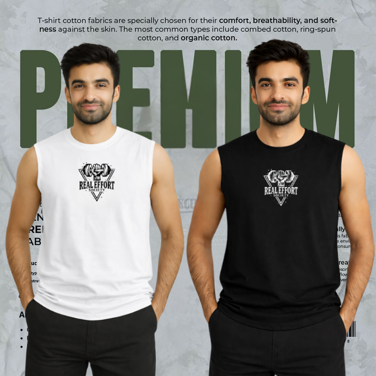 2 Pcs Sleeveless T-Shirt for Men – Black & White Combo Offer