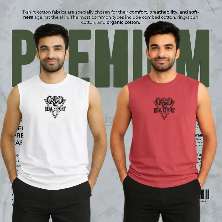 2 Pcs Sleeveless T-Shirt for Men – White & Maroon Combo Offer