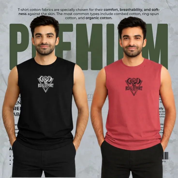 2 Pcs Sleeveless T-Shirt for Men – Black & Maroon Combo Offer