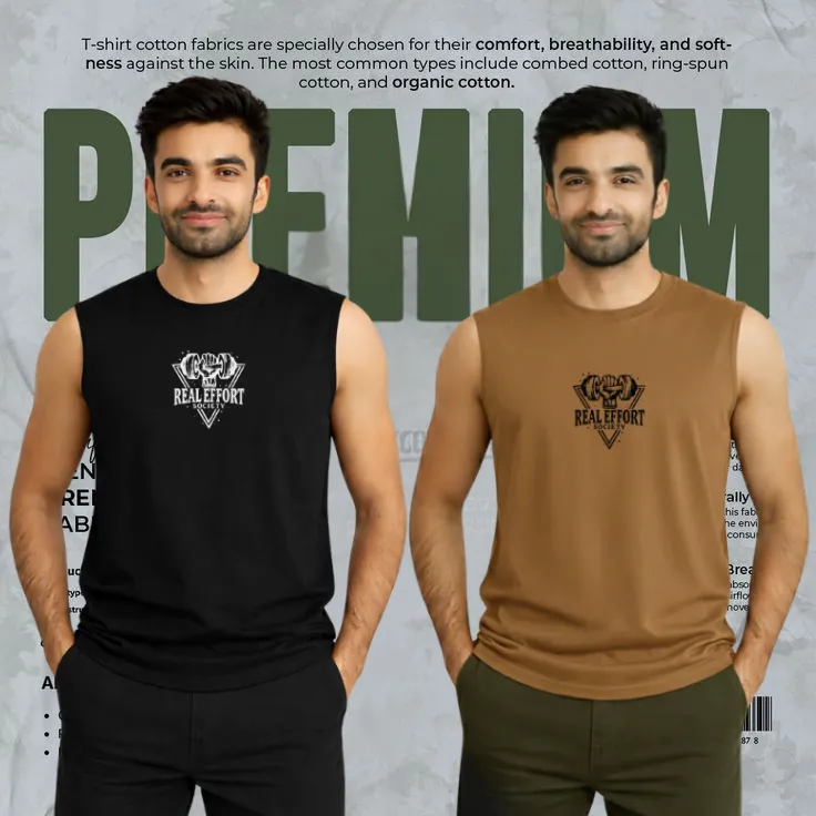 2 Pcs Sleeveless T-Shirt for Men – Black & Brown Combo Offer