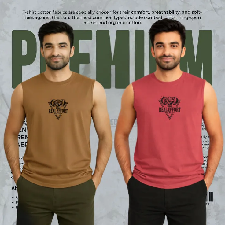 2 Pcs Sleeveless T-Shirt for Men – Brown & Maroon Combo Offer