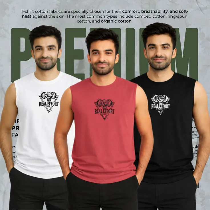3 Pcs Sleeveless T-Shirt for Men – White & Maroon & Black Combo Offer
