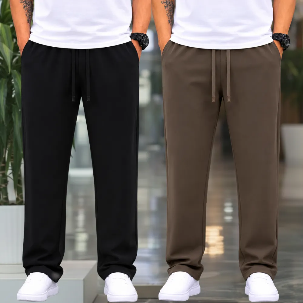 2 Pieces Premium Quality Comfort Style Trousers – Black & Olive