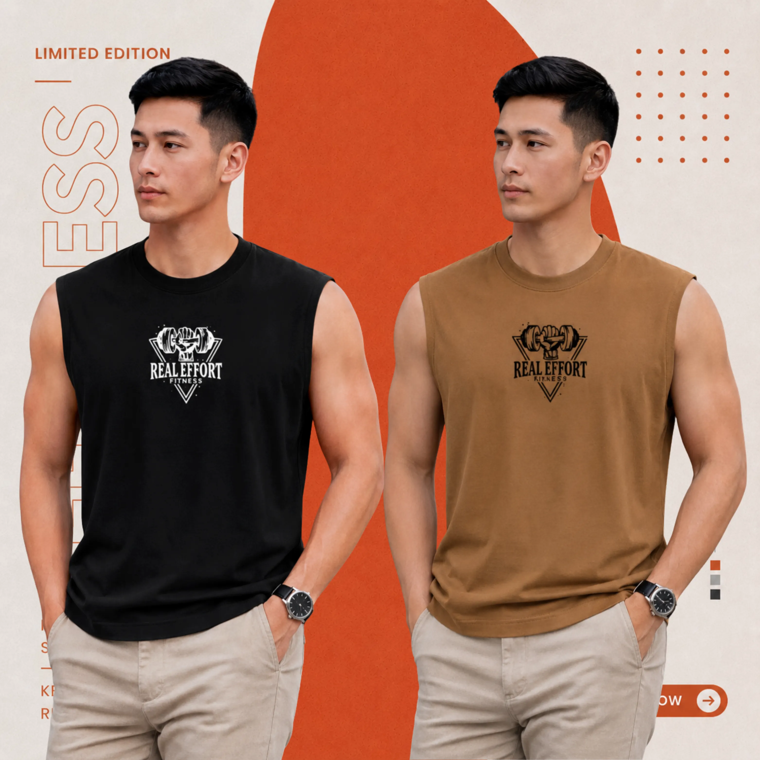 2 peace premium sleeveless t-shirt - black & brown combo! যত বেশি নিবেন তত বেশি সাশ্রয়!