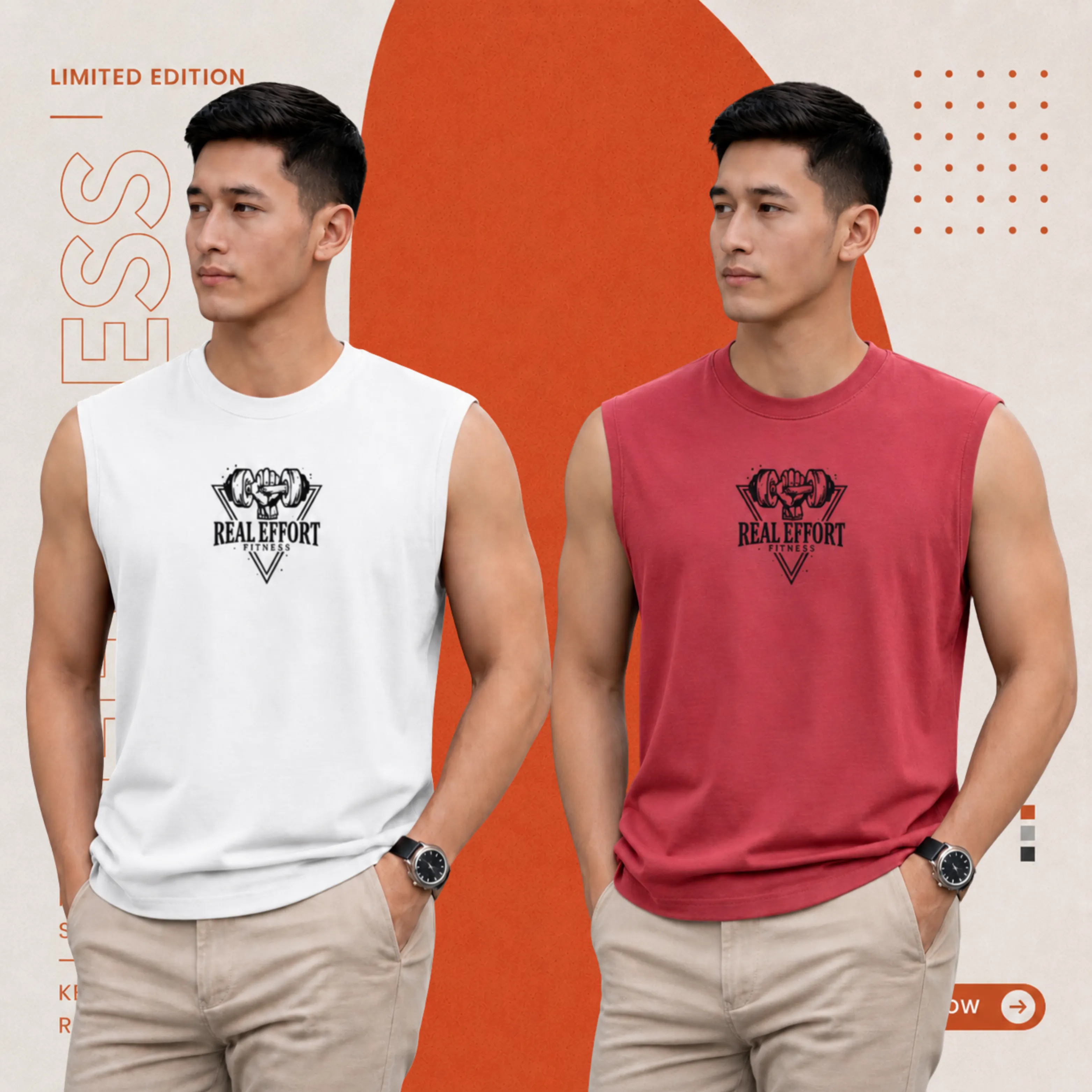 2 peace premium sleeveless t-shirt - white & maroon combo! যত বেশি নিবেন তত বেশি সাশ্রয়!