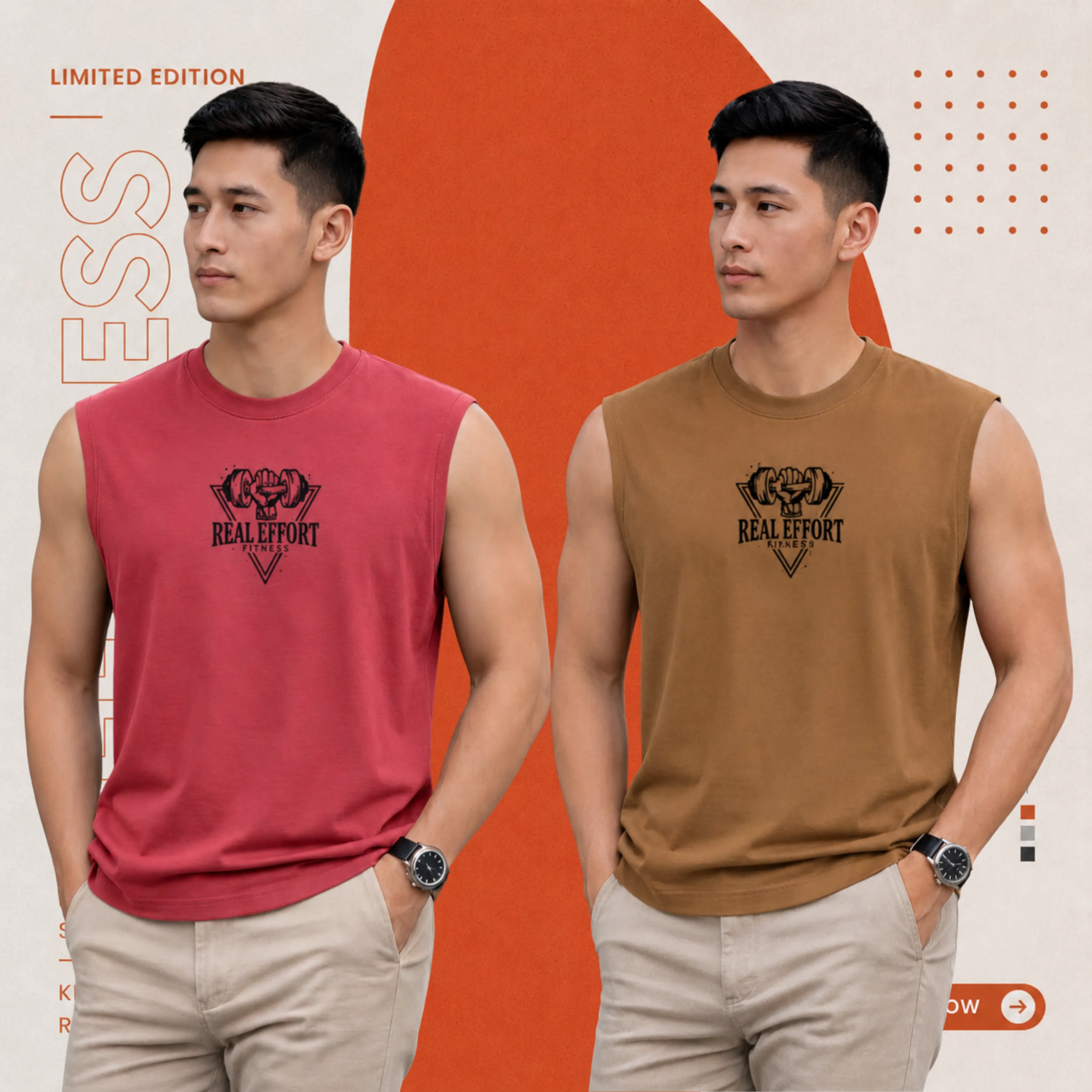 2 peace premium sleeveless t-shirt - maroon & brown combo! যত বেশি নিবেন তত বেশি সাশ্রয়!