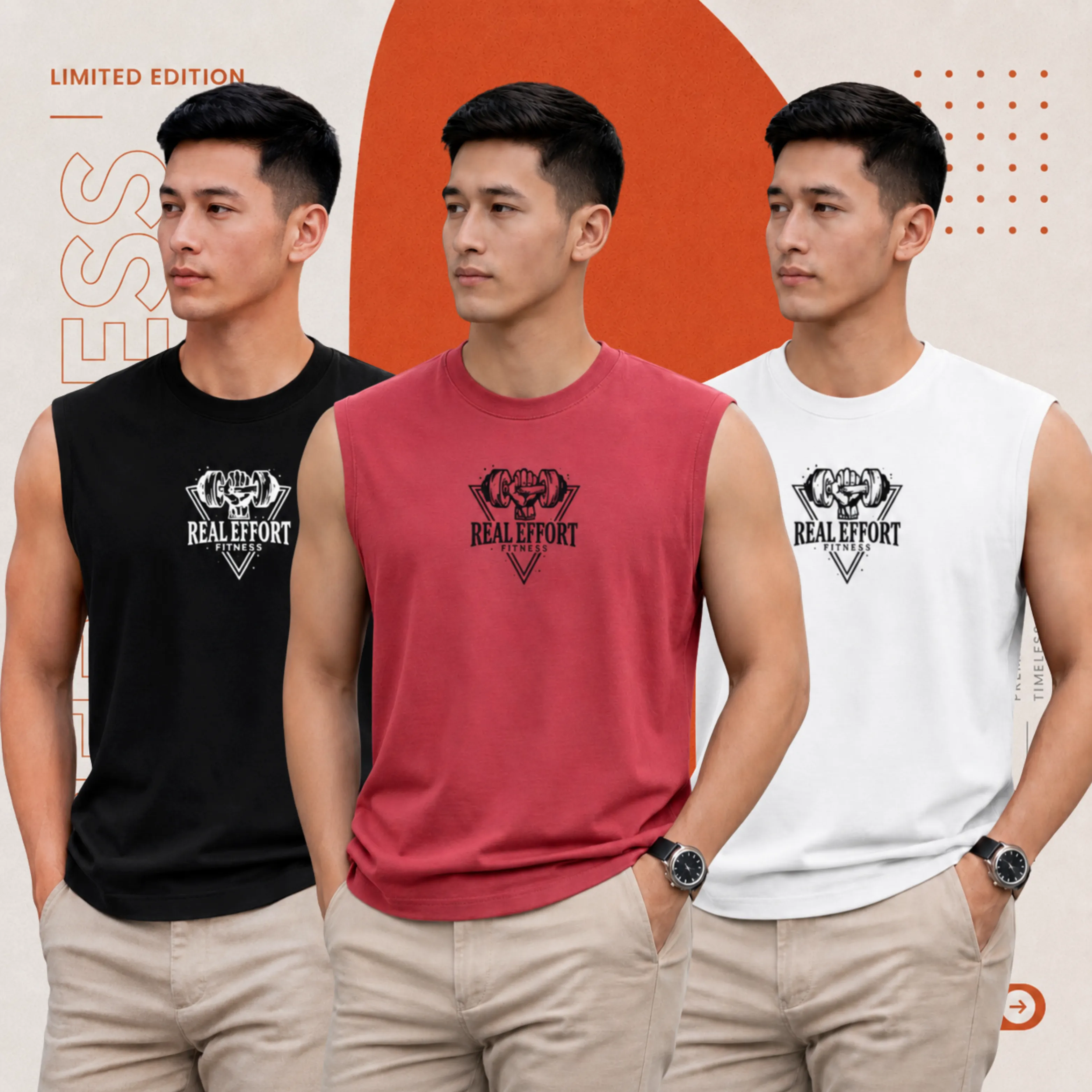 3 peace premium sleeveless t-shirt - black & maroon & white combo! যত বেশি নিবেন তত বেশি সাশ্রয়!