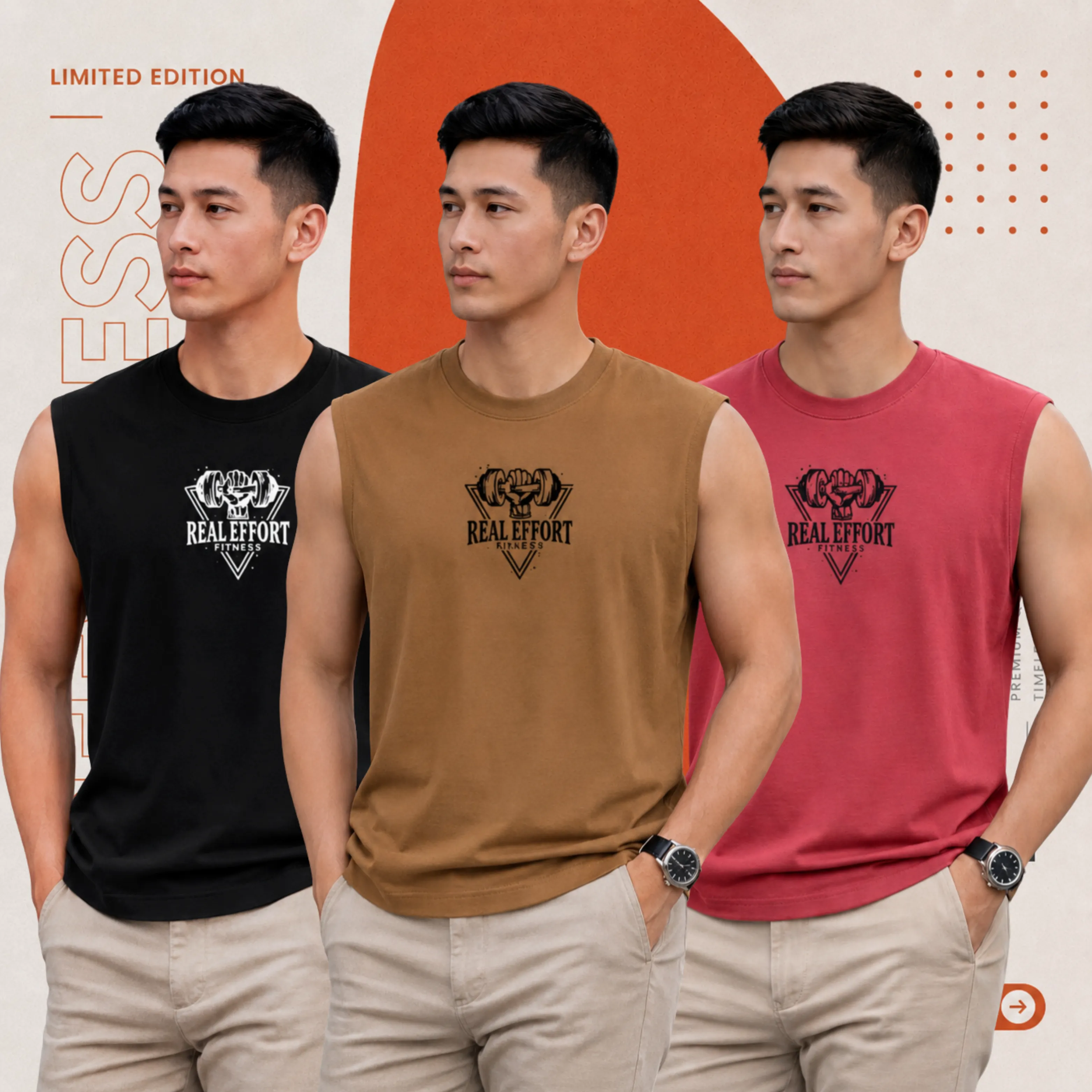 3 peace premium sleeveless t-shirt - black & brown & maroon combo! যত বেশি নিবেন তত বেশি সাশ্রয়!