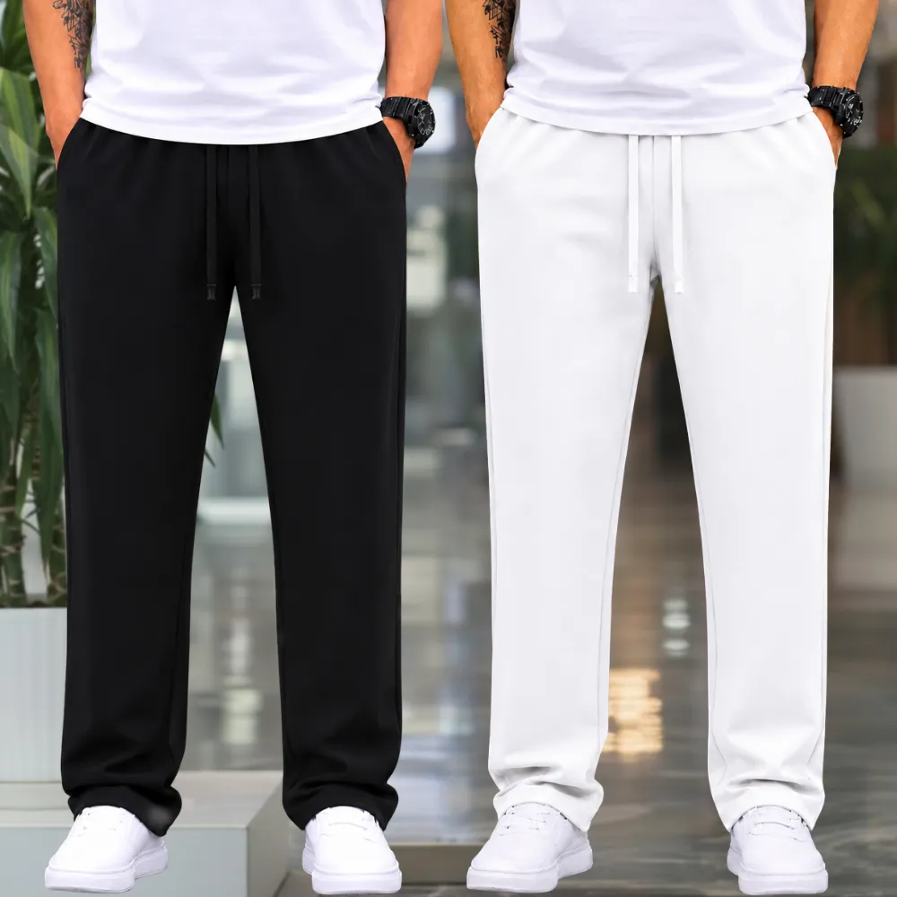 2 Pieces Premium Quality Comfort Style Trousers – Black & off White