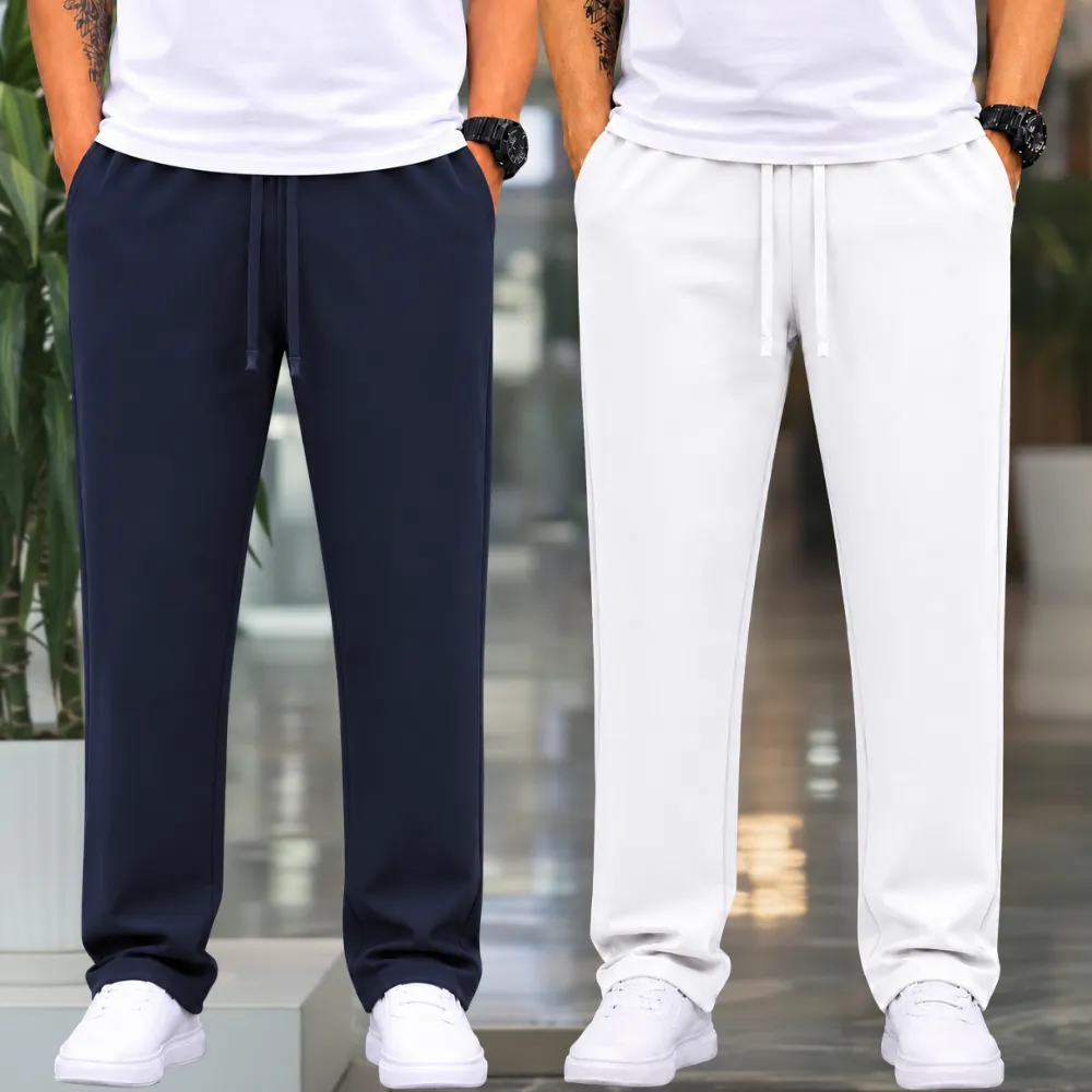 2 Pieces Premium Quality Comfort Style Trousers – Off white & Navy Blue