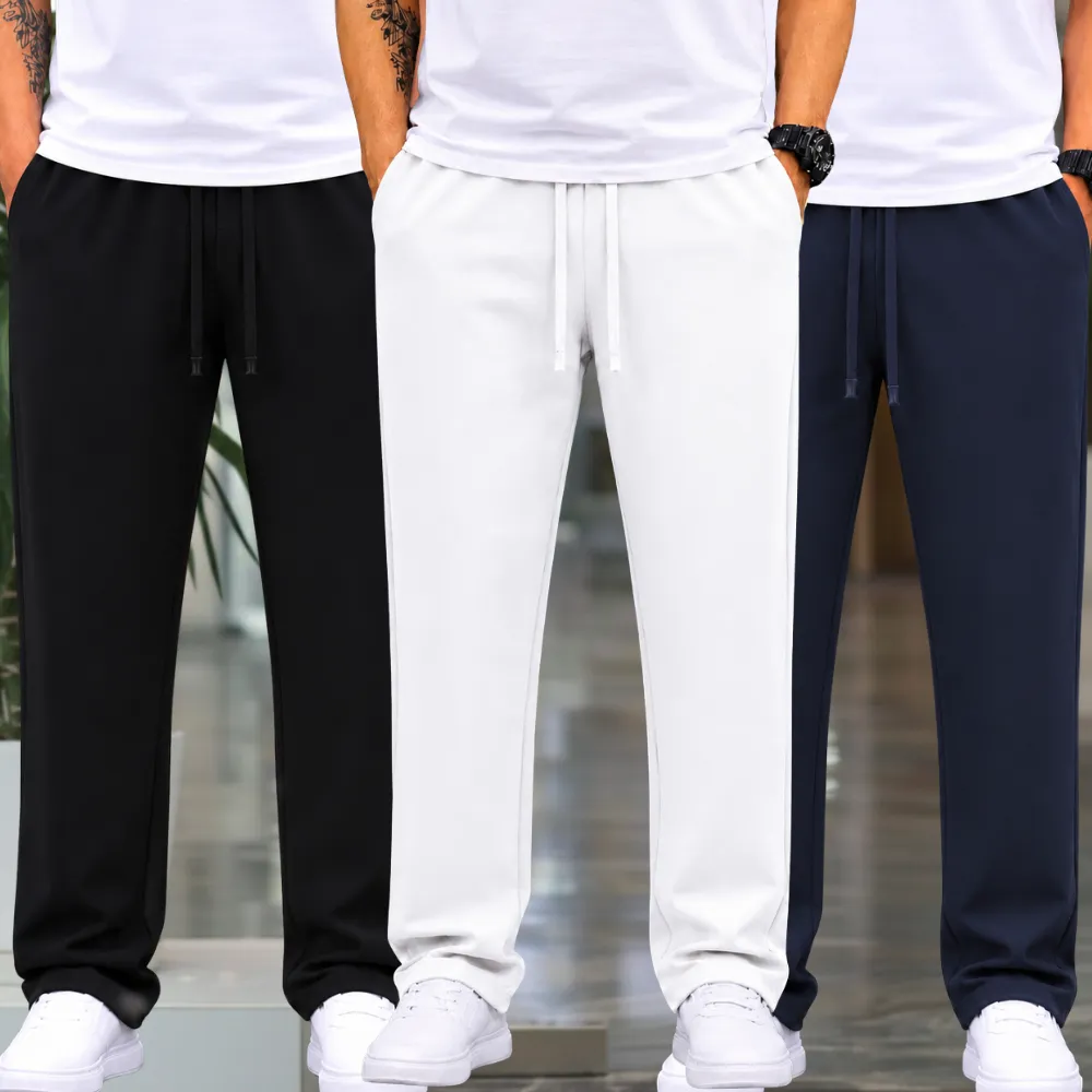 3 Pieces Premium Quality Comfort Style Trousers – Black & Off White & Navy Blue