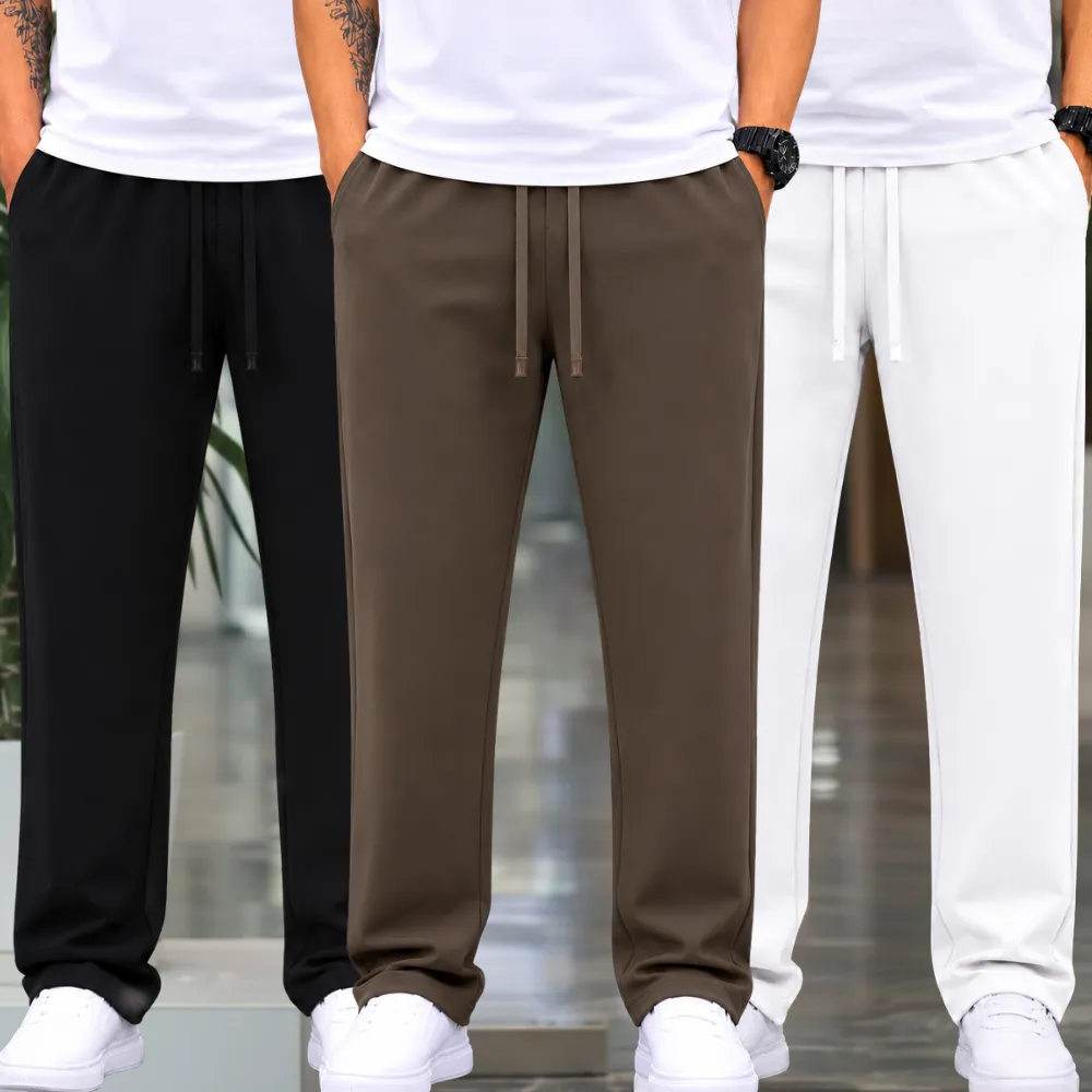 3 Pieces Premium Quality Comfort Style Trousers – Black & Olive & Off White