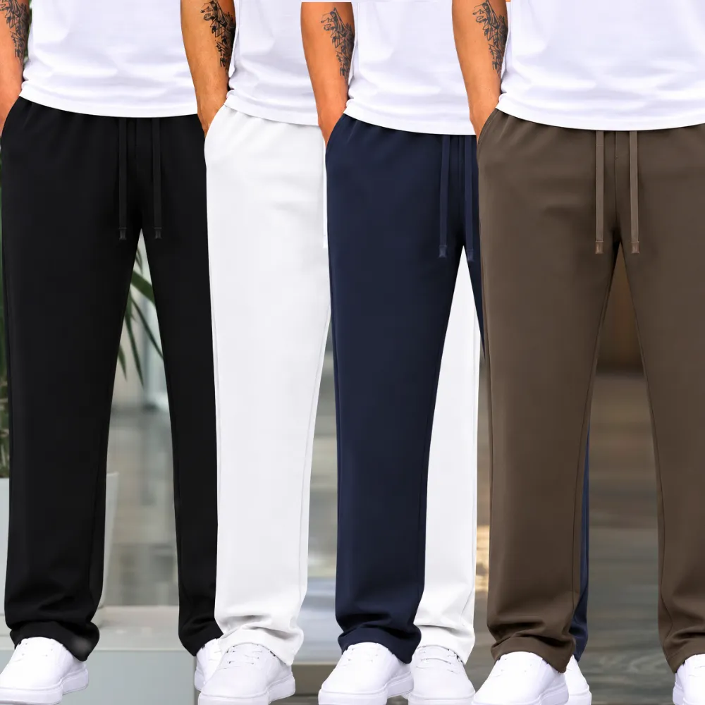 4 Pieces Premium Quality Comfort Style Trousers – Black & Off White & Navy Blue & Olive
